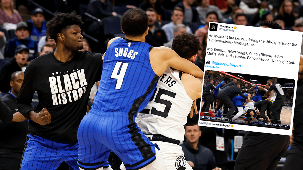 Mo Bamba (vas.) tappeli Austin Riversin kanssa (nro 25), ja muut tulivat kaksikon väliin