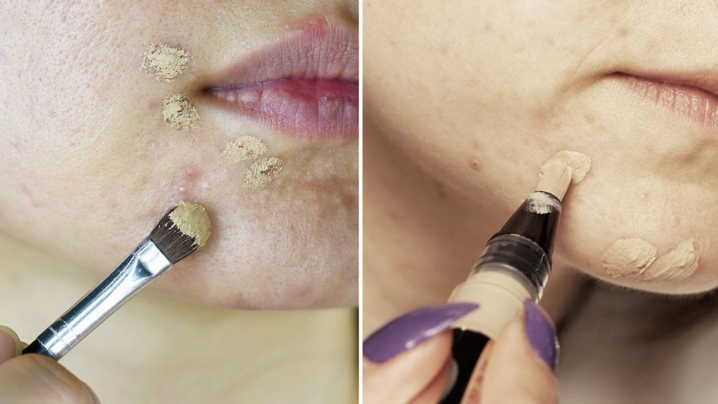 Meikkitaiteilijan mukaan näppy kannattaa peittää erillisellä siveltimellä, ei suoraan peiteaineputkilon sudilla. Kuvituskuva.