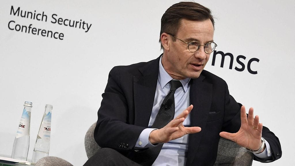 Ruotsin pääministeri Ulf Kristersson helmikuussa 2023.