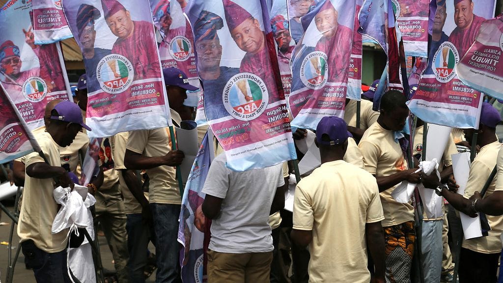 Presidenttiehdokas Bola Tinubun kannattajia 16. helmikuuta 2023.