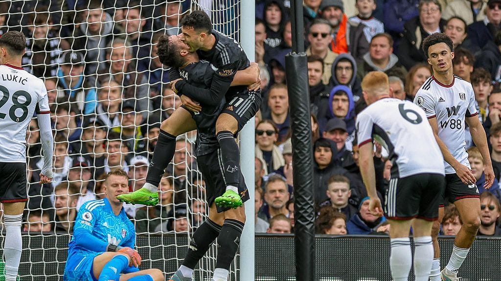 Arsenal juhli Gabriel Martinellin tekemää toista maalia Fulhamia vastaan.