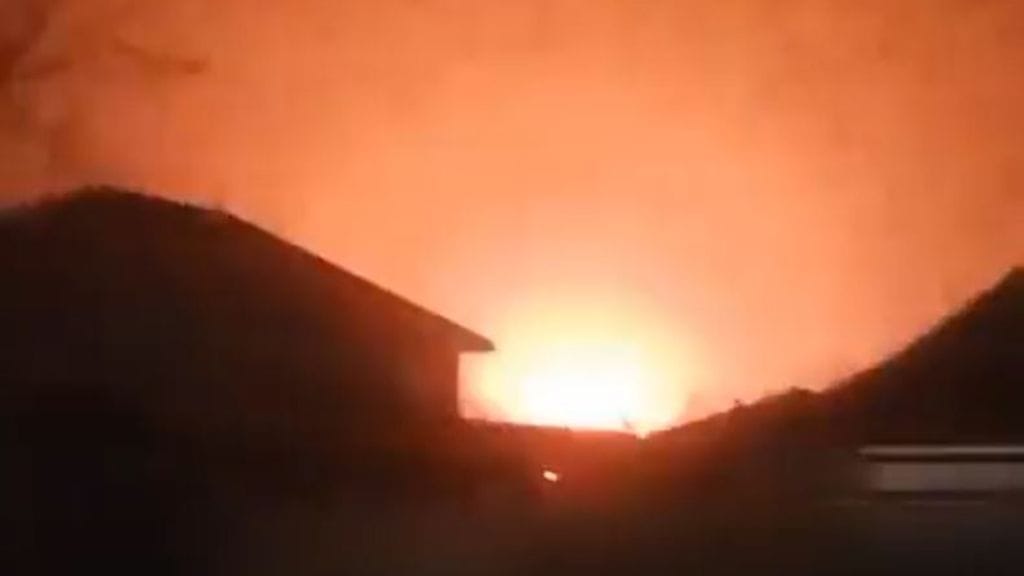 Väitetty räjähdys tallentui videolle. Kuvakaappaus Twitter-videolta / Video: Ukrainan sisäministeriön neuvonantaja Anton Gerashchenko