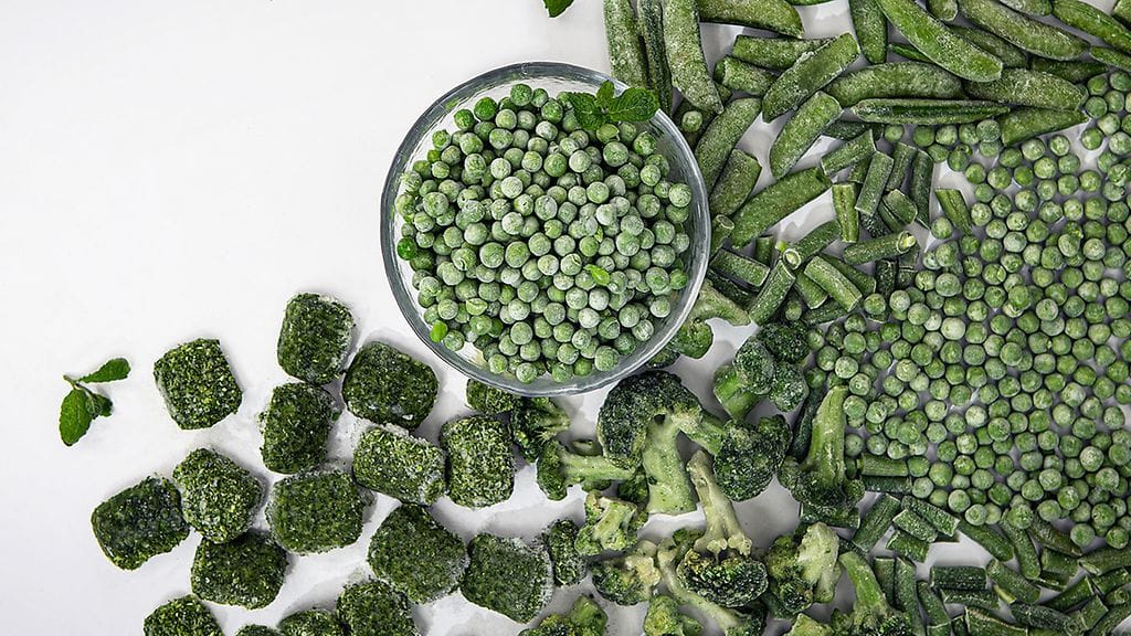 Pakastekasvikset, pakasteherne, herneet, pinaatti