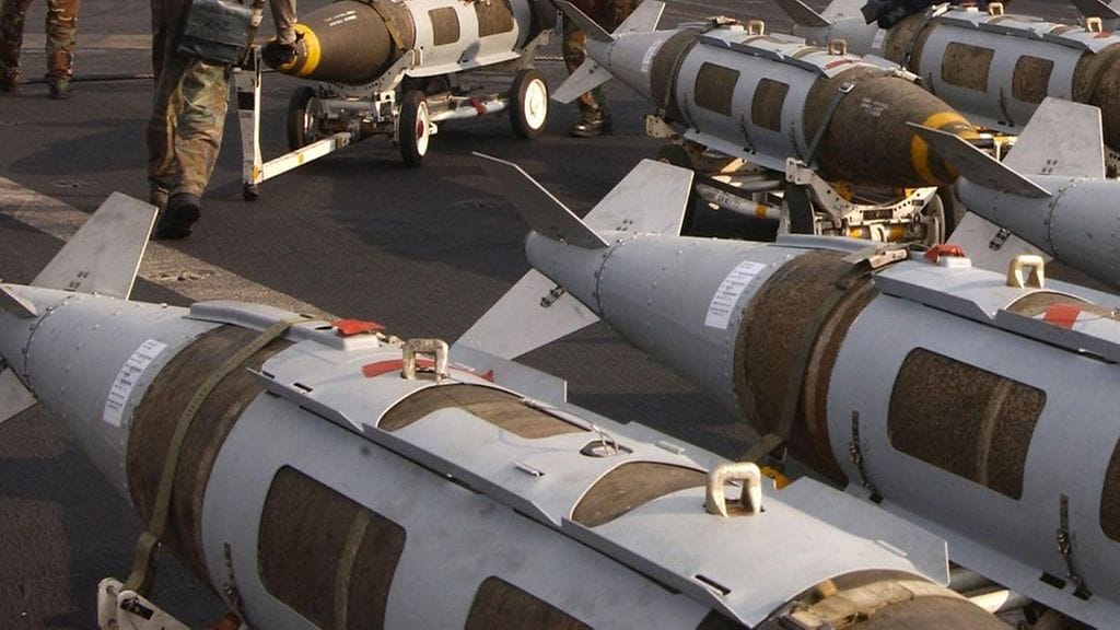 Yhdysvaltain JDAM-järjestelmällä varustettuja pommeja maaliskuussa 2021.