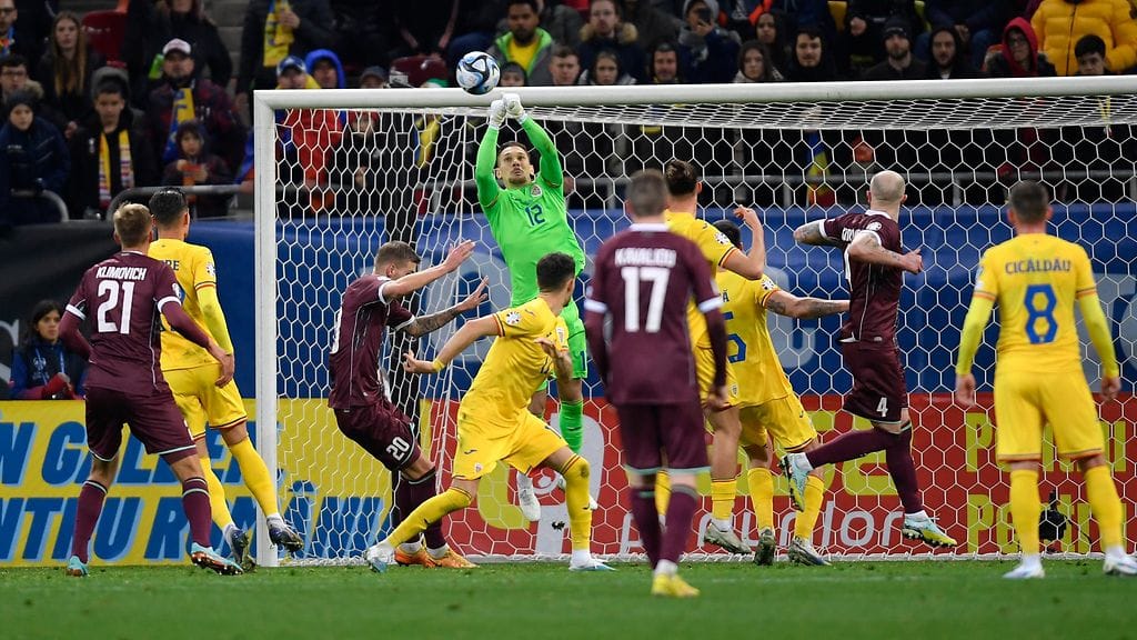 Kuva Romanian ja Valko-Venäjän välisestä EM-karsintaottelusta maaliskuun lopulta.