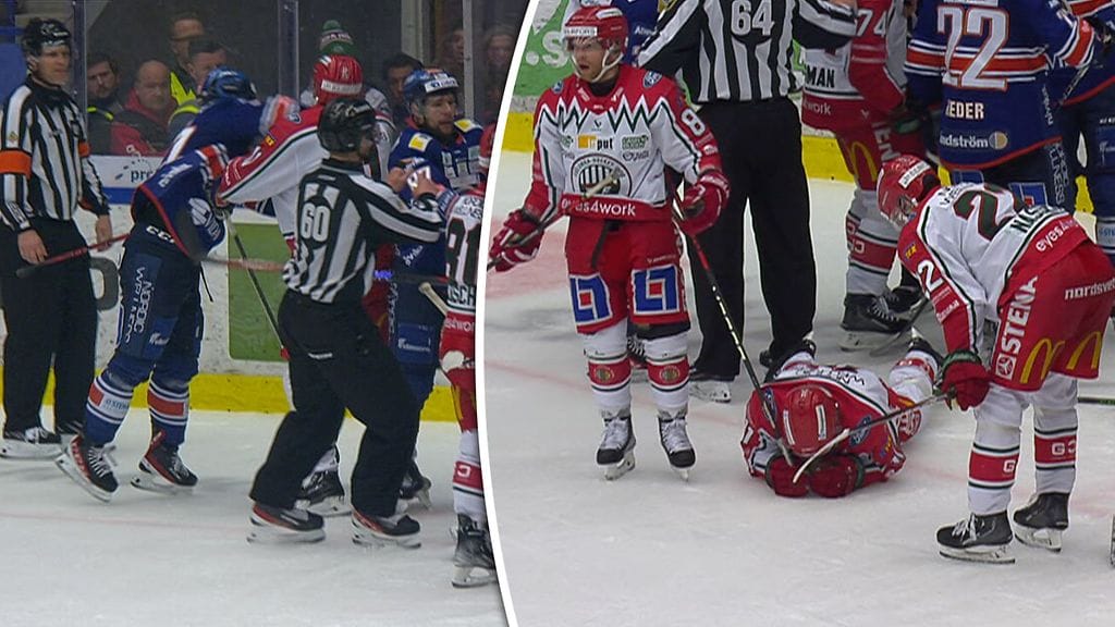 Sikamainen nyrkinisku! Växjön Glenn Gustafssonille suihkutuomio Frölundan Erik Borgin tyrmäämisestä