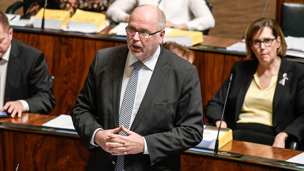 Eero Heinäluoma (sd.) Eduskunnan täysistunnossa vuonna 2017.