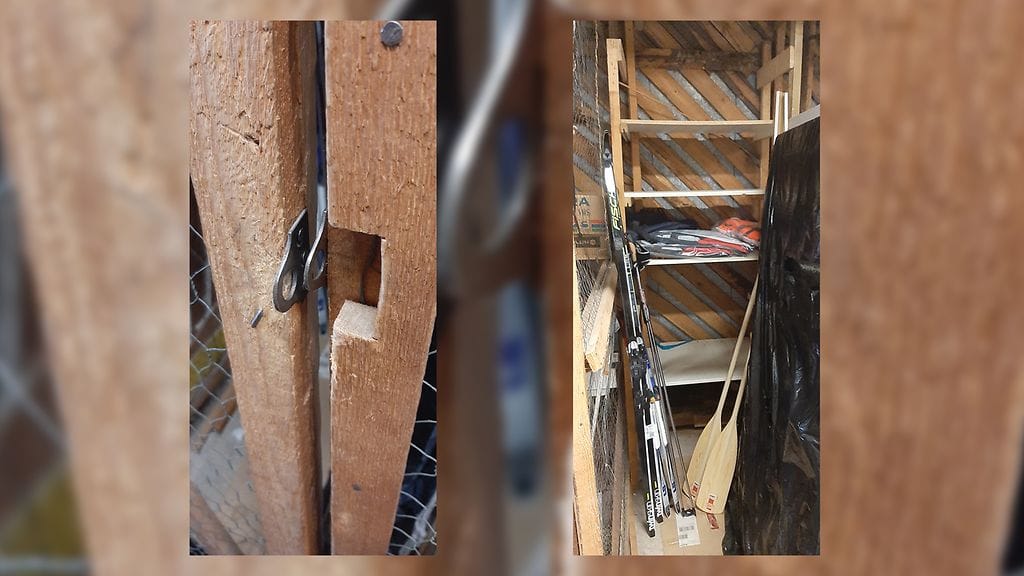 Klaus Punto kuvasi vintin oven vintin tyhjennyksen jälkeen. Ovi oli ehjä ilman murron jälkiä. Toinen kuva on vinttikomerosta, jonne Punto oli jo ehtinyt hankkia hieman uusia tavaroita.