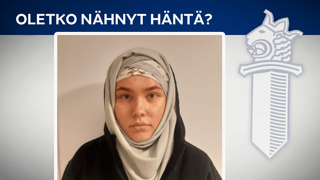 Poliisi julkaisi kuvan kuukausia kateissa olleesta 17-vuotiaasta Zahra-Nazira Koivistoisesta.