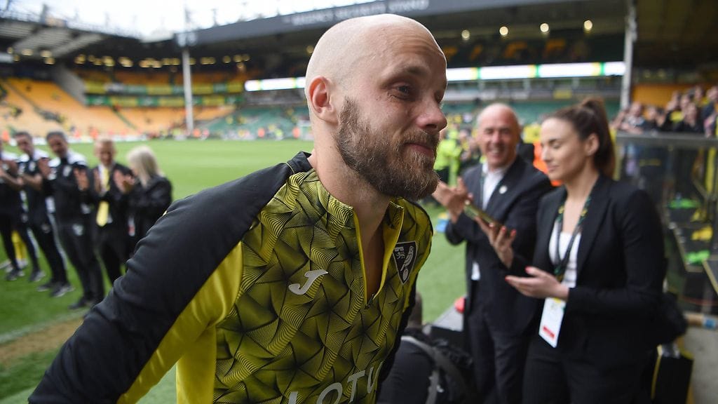 Teemu Pukki hyvästeli Norwichin Carrow Roadin maanantaina Mestaruussarjan päätöskierroksella ottelussa Blackpoolia vastaan.
