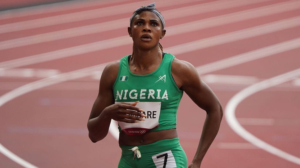 Blessing Okagbare Tokion olympialaisissa kesällä 2021.