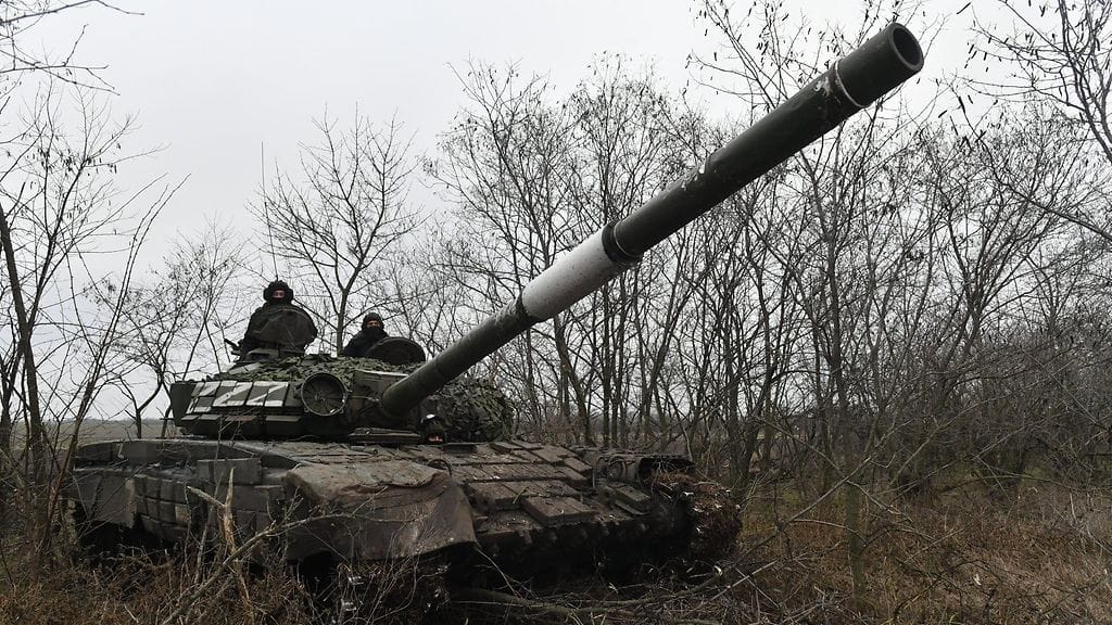 Venäjän T-72-panssarivaunu Etelä-Ukrainassa tammikuussa 2023.