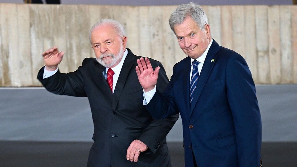 Brasilian presidentti Luiz Inácio Lula da Silva ja Suomen tasavallan presidentti Sauli Niinistö Brasiliassa 1. kesäkuuta 2023.