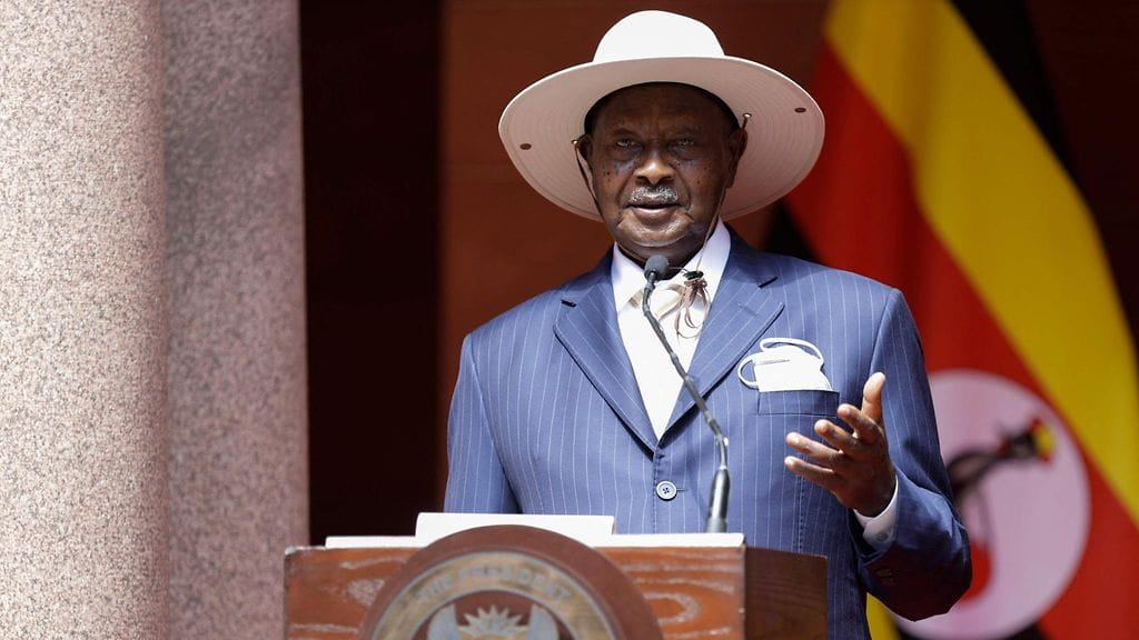 Ugandan presidentti Yoweri Museveni helmikuussa.