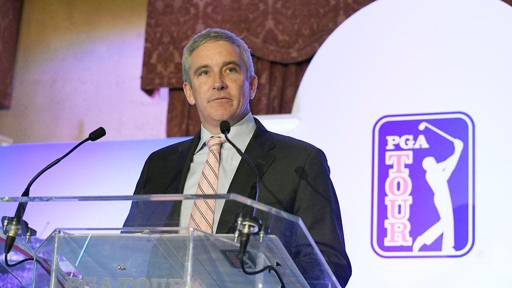 Kuvassa PGA-kiertueen komissaari Jay Monahan.