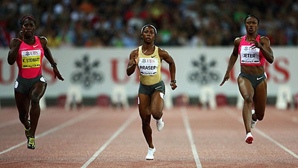 Kerron Stewart, Shelly-Ann Fraser, Carmelita Jeter, kuva:Getty/Jamie McDonald