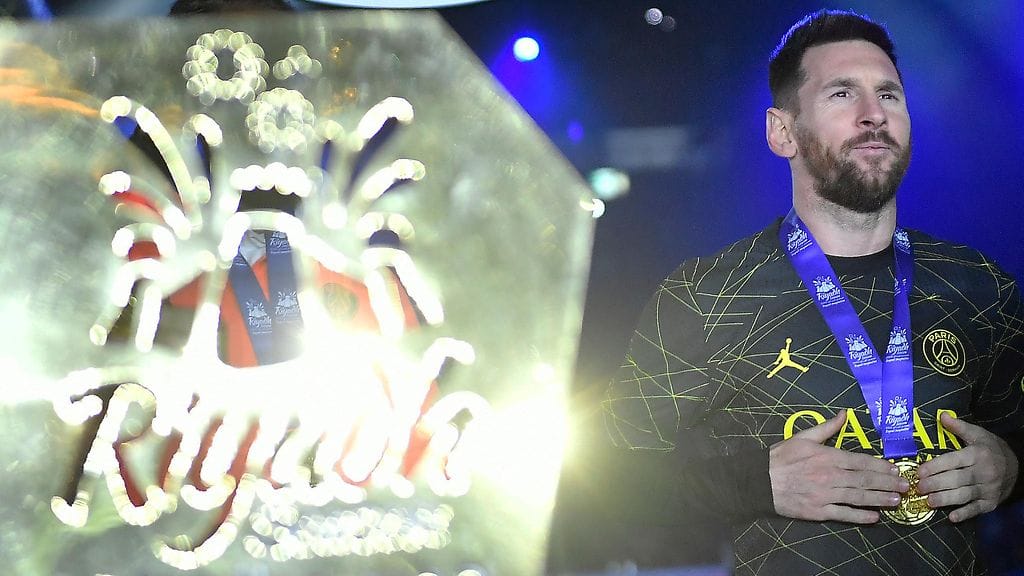 Lionel Messi pelasi ystävyysottelussa Saudi-Arabian Riadissa tammikuussa 2023. Hän edusti tuolloin vielä ranskalaista PSG:tä.