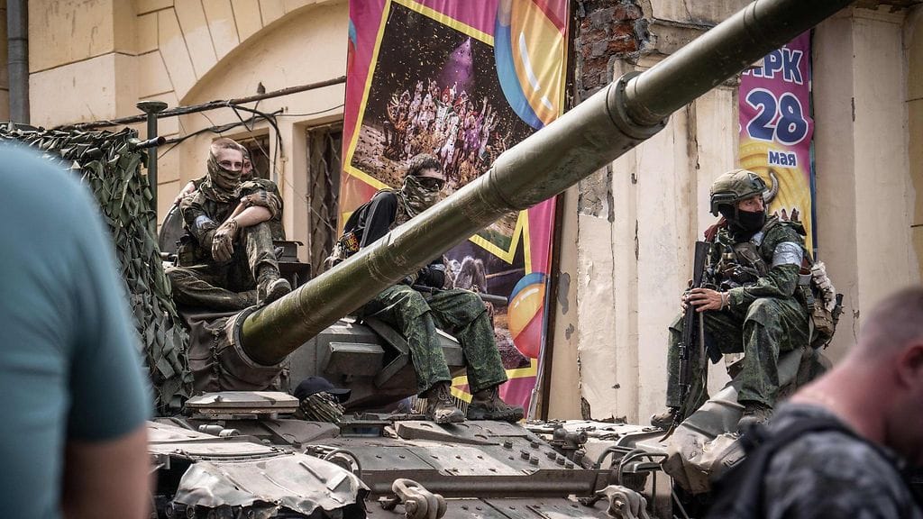 Jevgeni Prigozhinin johtaman Wagnerin joukkoja Donin Rostovissa lauantaina.