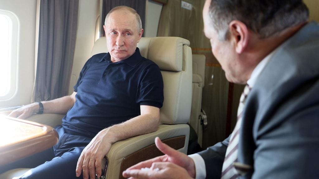 Venäjän presidentti Vladimir Putin työmatkalla Dagestanissa, Derbentissä, 28. kesäkuuta 2023.