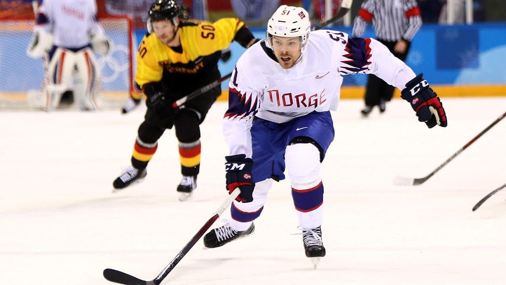 Mats Rosseli Olsen Norjan maajoukkuepaidassa vuoden 2018 olympialaisissa.