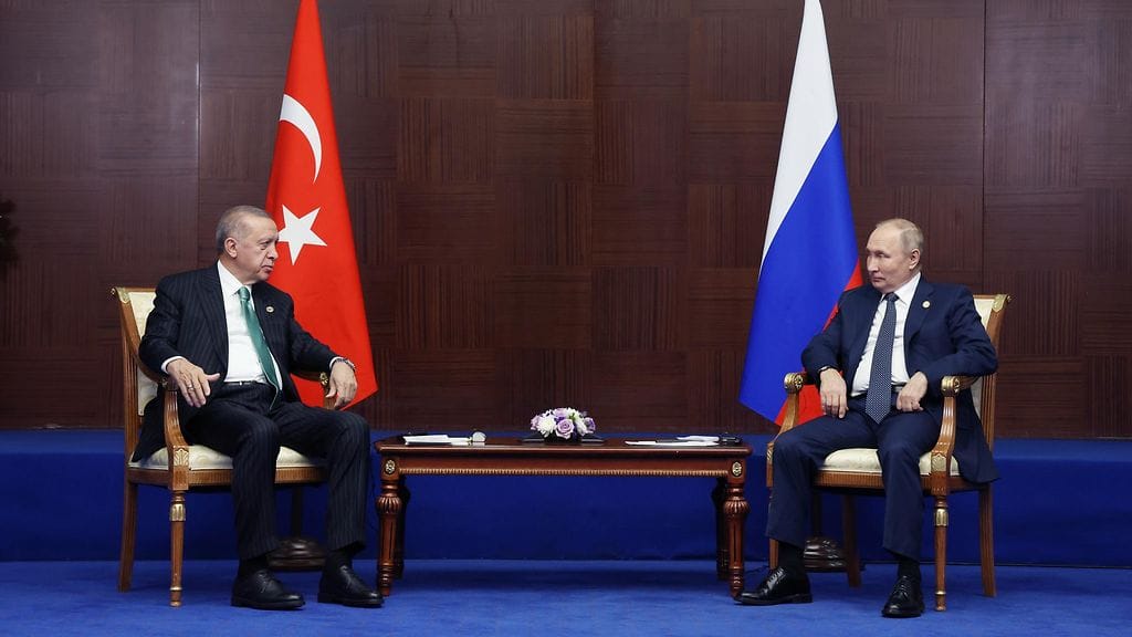 Presidentit Erdogan ja Putin lokakuussa 2022.