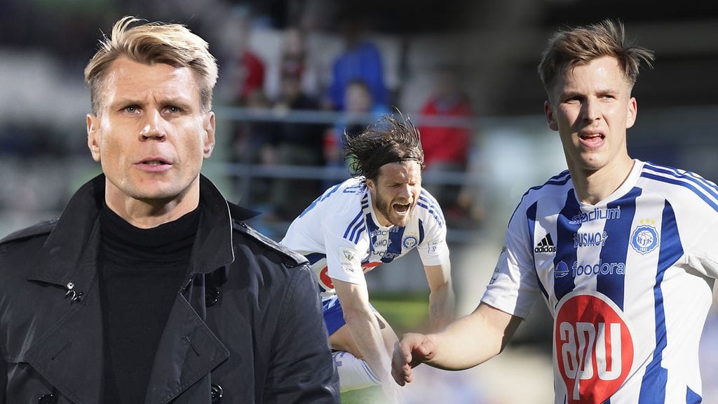 Toni Koskela, Perparim Hetemaj ja Lucas Lingman yrittävät saada HJK:n kelkan kääntymään.