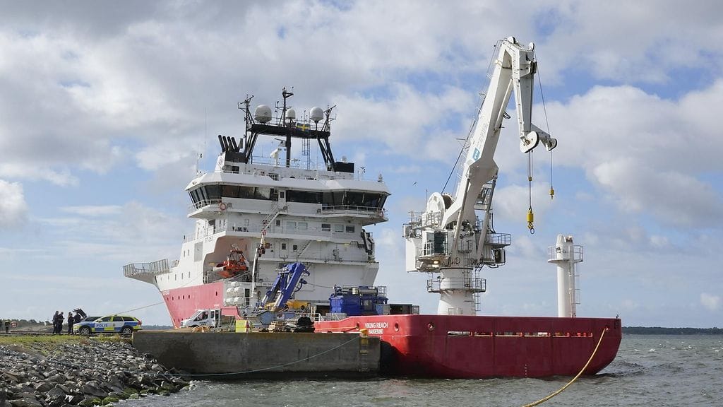 Viking Reach -tutkimusalus Ruotsissa heinäkuussa 2023.