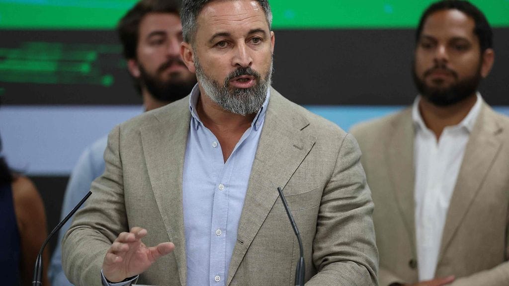 Vox-puolueen johtaja Santiago Abascal 23. heinäkuuta 2023.