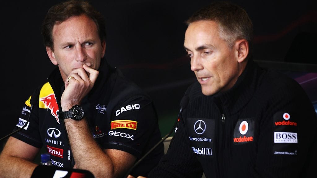 Christian Horner ja Martin Whitmarsh lehdistötilaisuudessa
