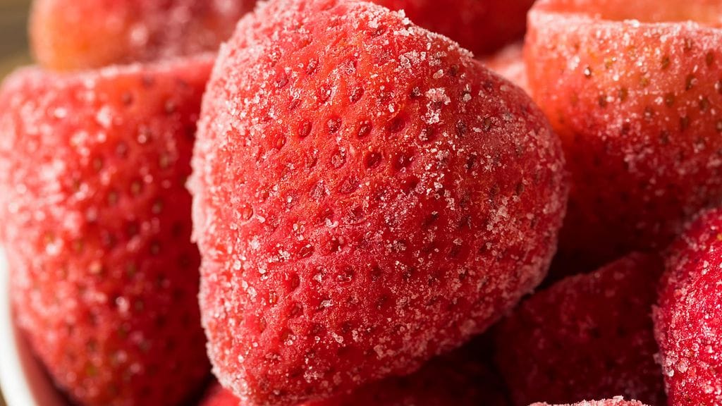 Pakastemansikoita. Kuvituskuva.