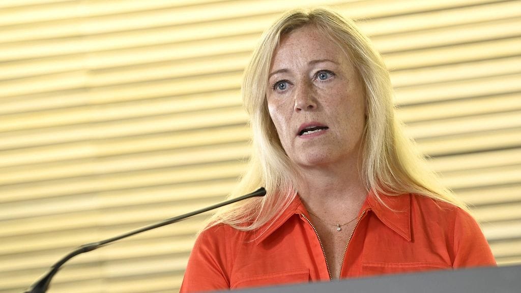 OAJ:n puheenjohtaja Katarina Murto Ammattijärjestö OAJ:n mediatilaisuudessa Helsingissä 2. elokuuta 2023.