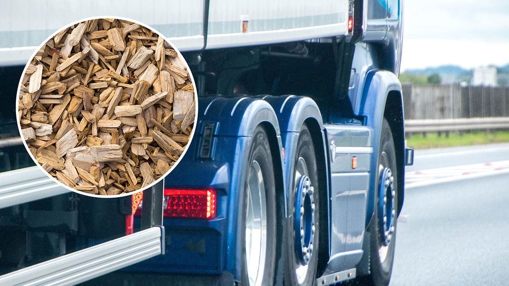 Hakeauton kuljettaja ei peittänyt kuormaansa, ja sakothan siitä tuli. Kuvituskuva.