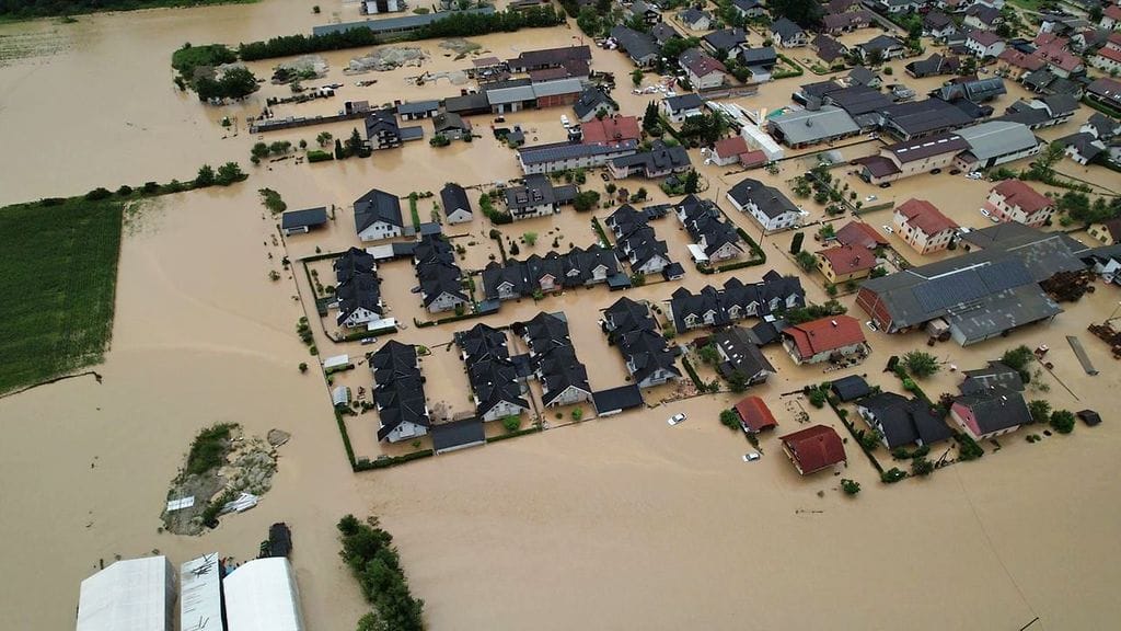 Tulvavedet ovat vallanneet asuinalueita alleen Sloveniassa.