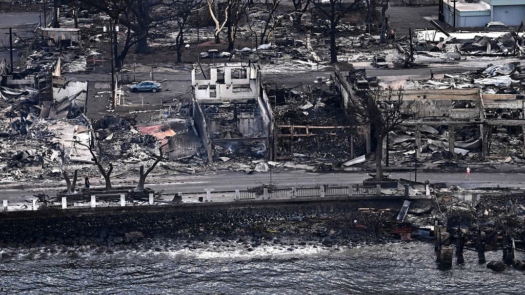 Mauilla maastopaloissa tuhoutuneita rakennuksia 10. elokuuta.