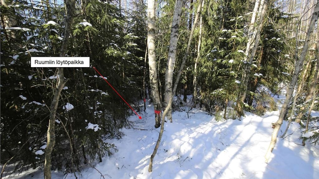 Ruumis löydettiin Lohjalta metsään piilotettuna. Kuva: Poliisi.