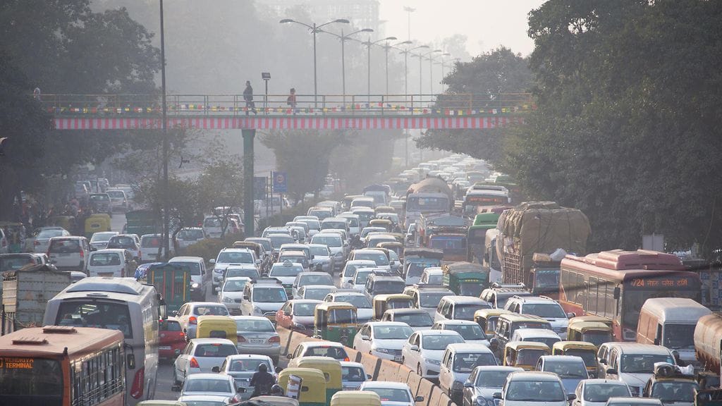 Maailman saastunein suurkaupunki ilmanlaadultaan on kuvassa näkyvä Intian pääkaupunki Delhi.