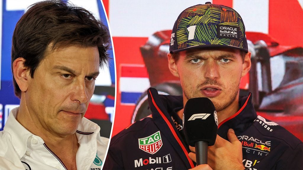 Max Verstappen (vas.) sivuutti Toto Wolffin väitteen.