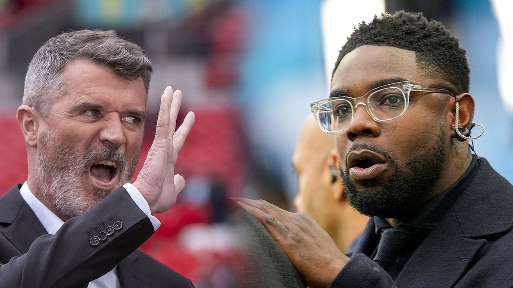 Roy Keane (vas.) ja Micah Richards toimivat Sky Sportsin asiantuntijoina.