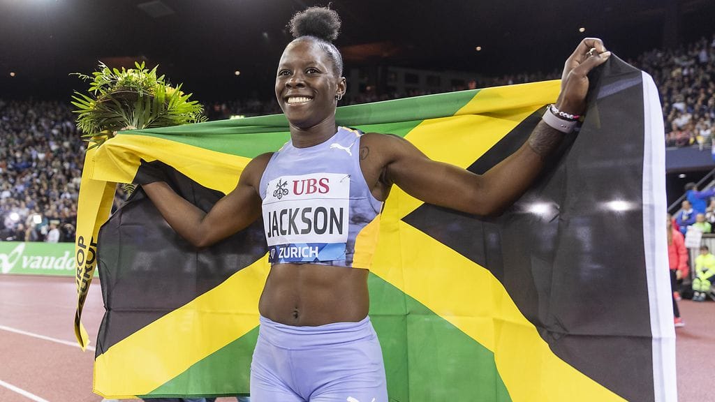 Shericka Jackson juoksi 200 metrin voittoon edellisessä Timanttiliigan kilpailun voittoon Zürichissa viime viikolla.