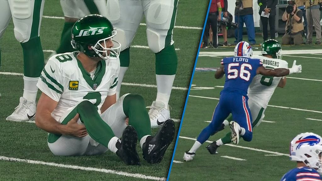 Jetsin pelinrakentaja Aaron Rodgers loukkaantui heti ottelun alkuminuuteilla