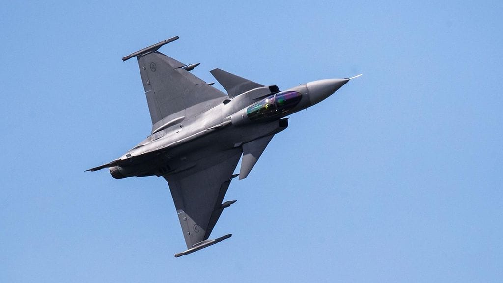 Gripen C -hävittäjä syyskuussa 2023.