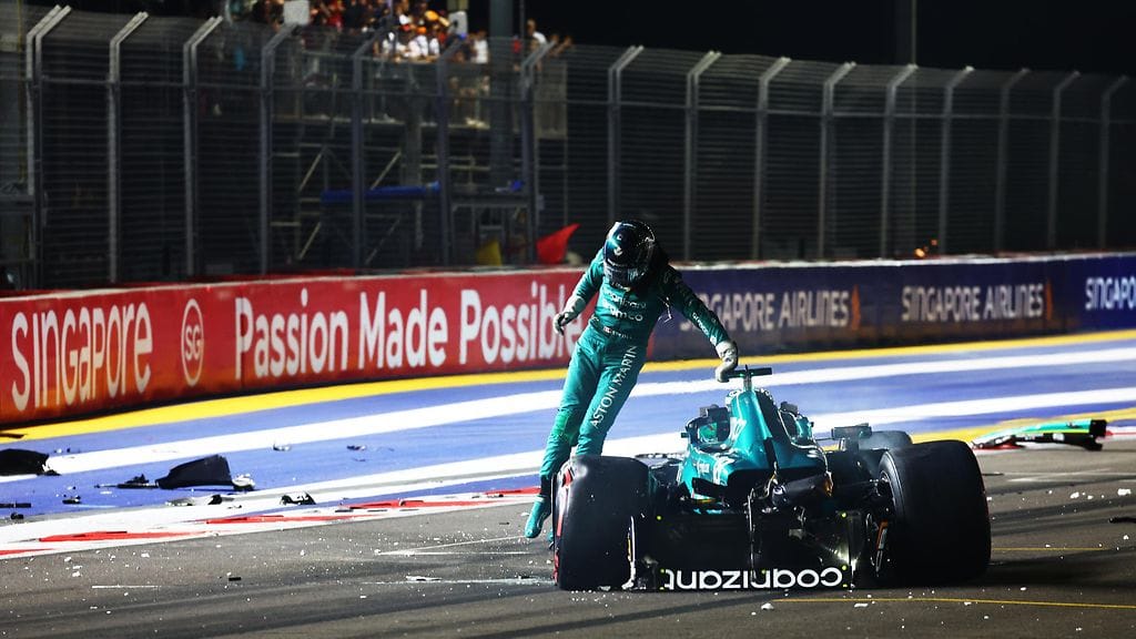 Lance Stroll ajoi rajusti ulos Singaporen GP:n F1-aika-ajoissa.