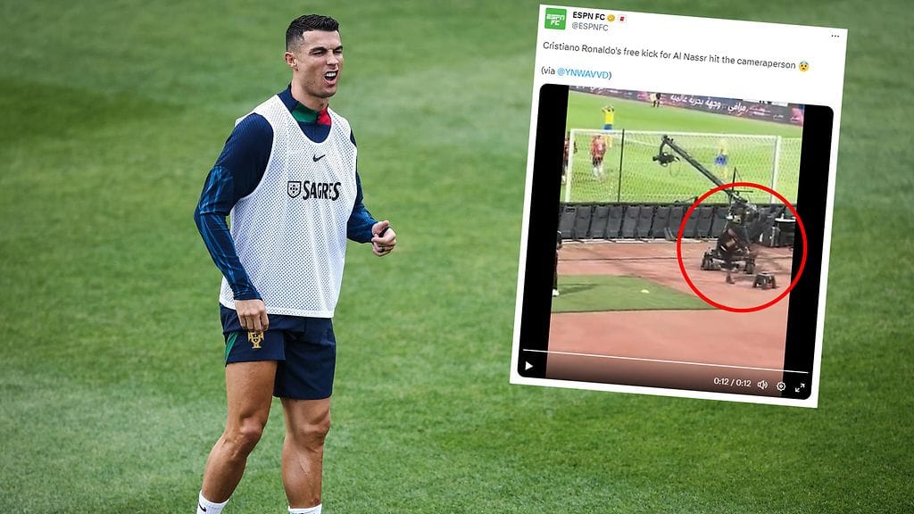 Cristiano Ronaldo ei osunut vapaapotkullaan maalipuiden väliin.