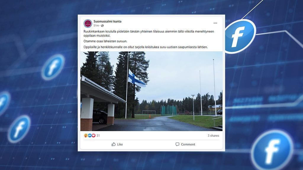 Suomussalmelaisella Ruukinkankaan koululla järjestetään tänään yhteinen tilaisuus tällä viikolla menehtyneen oppilaan muistoksi. Kadoksissa ollut 15-vuotias tyttö löytyi keskiviikkona kuolleena.