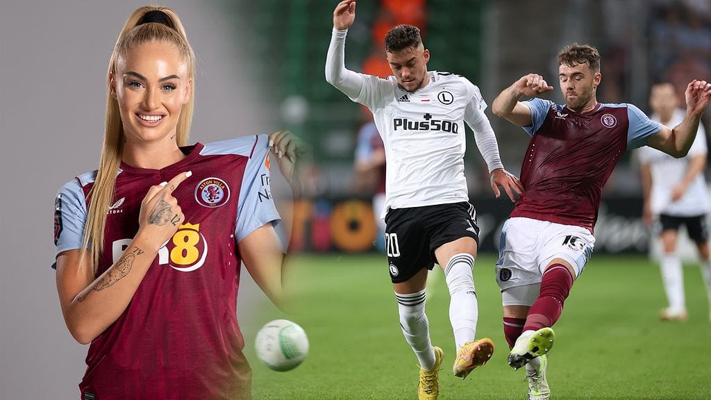 Alisha Lehmann on Aston Villan naisten Superliiga-joukkueen seuratuin pelaaja sosiaalisessa mediassa. Oikealla Villan Calum Chambers.