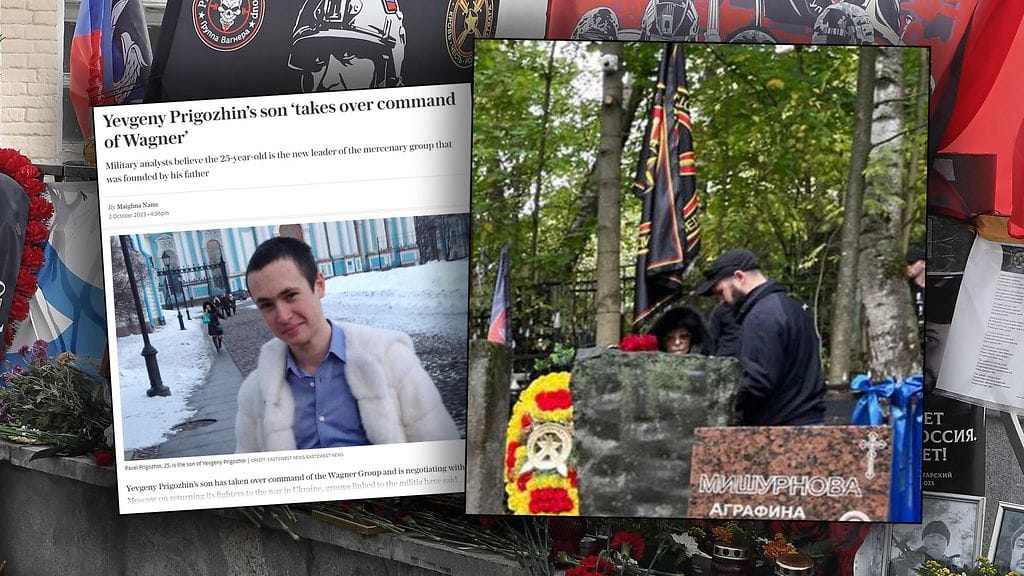 Äiti Violetta ja poika Pavel Prigozhin kuvattiin sunnuntaina 1. lokakuuta Jevgeni Prigozhinin haudalla.