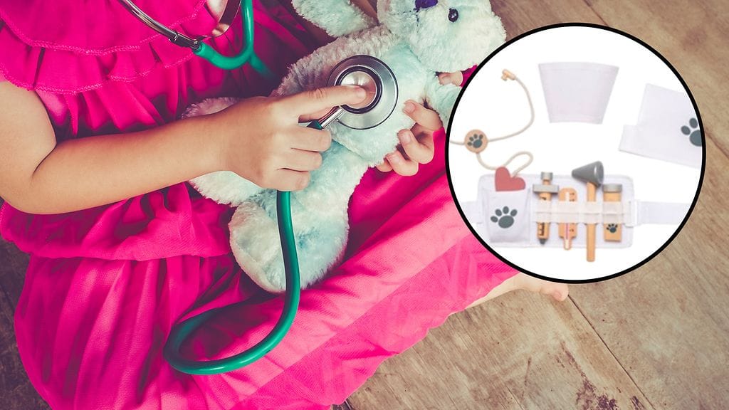 Eläinlääkärileikkeihin tarkoitettu lelusetti vedetään myynnistä. Taustalla kuvituskuva.