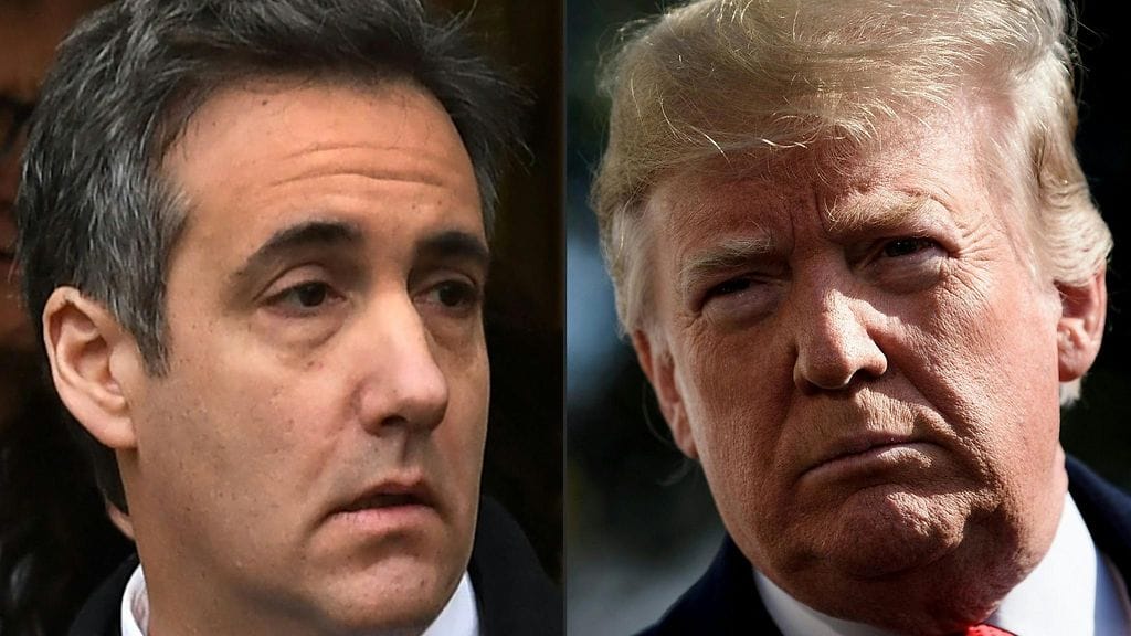 Trumpin ex-asianajaja Michael Cohen ja presidentiksi pyrkivä Donald Trump.
