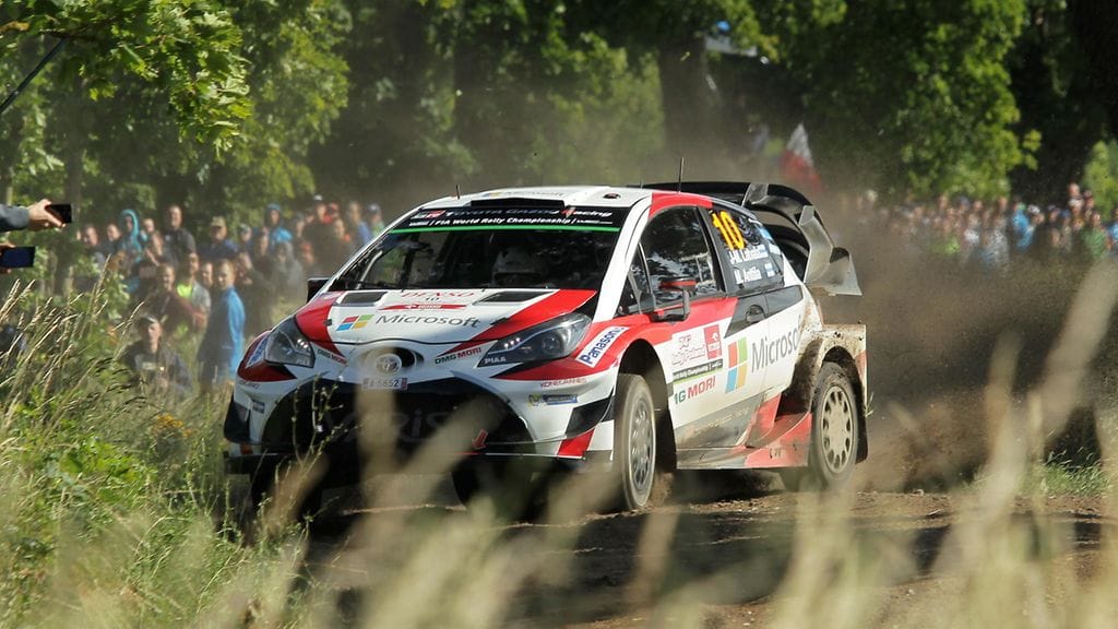 Jari-Matti Latvala vauhdissa edellisessä Puolan MM-rallissa vuonna 2017.