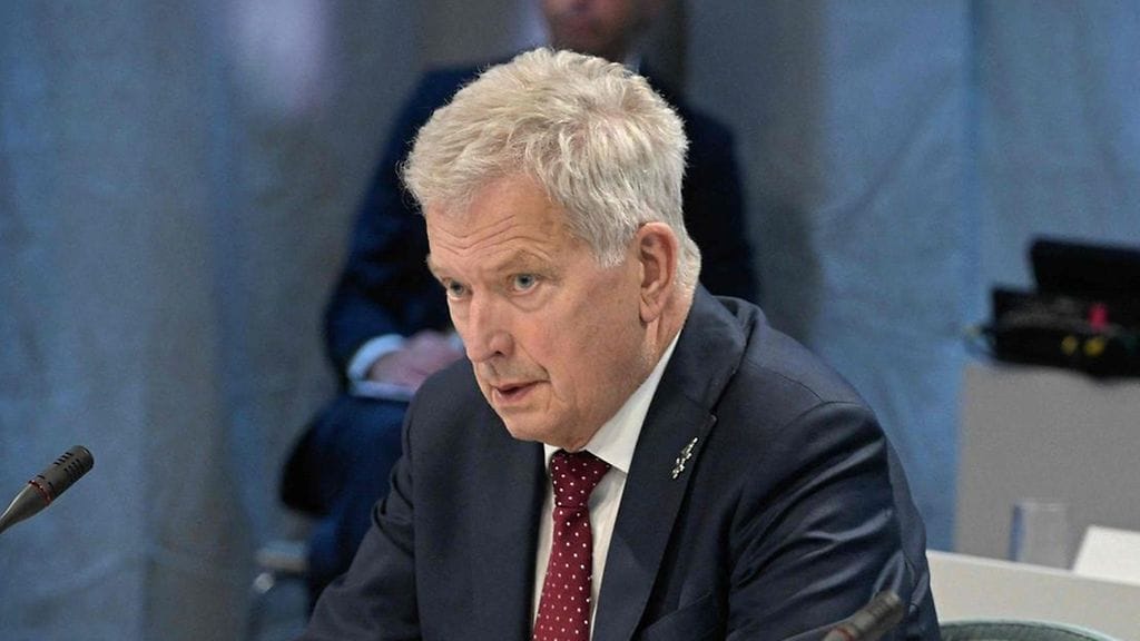 Tasavallan presidentti Sauli Niinistö JEF-maiden johtajien kokouksessa Ruotsin Gotlannissa.